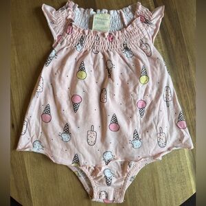 First Impressions Pink Ice Cream Snap Crotch Bib Dress